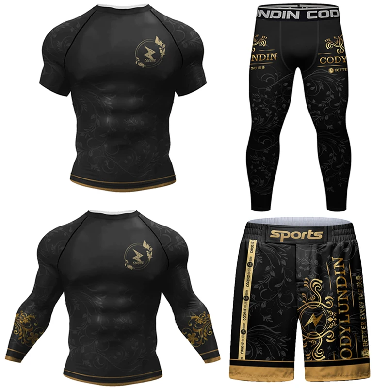 Компрессионные комплекты MMA Blank Rash брюк BJJ Gi Jiu-Jitsu Rashguard боксерские Трикотажные