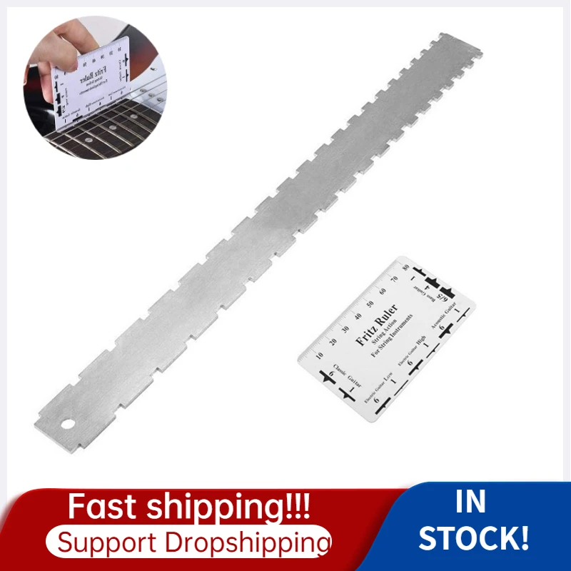 

2pcs Guitar Neck Notched Straight Edge Luthiers Tool with String Action Ruler Gauge Stainless Steel Electric Guitar Accessories