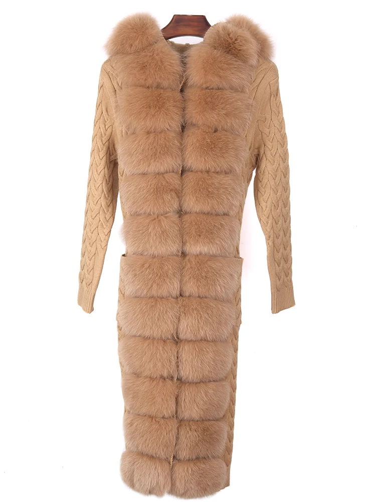 Женский шерстяной вязаный свитер FURYOUME повседневный длинный кардиган с капюшоном