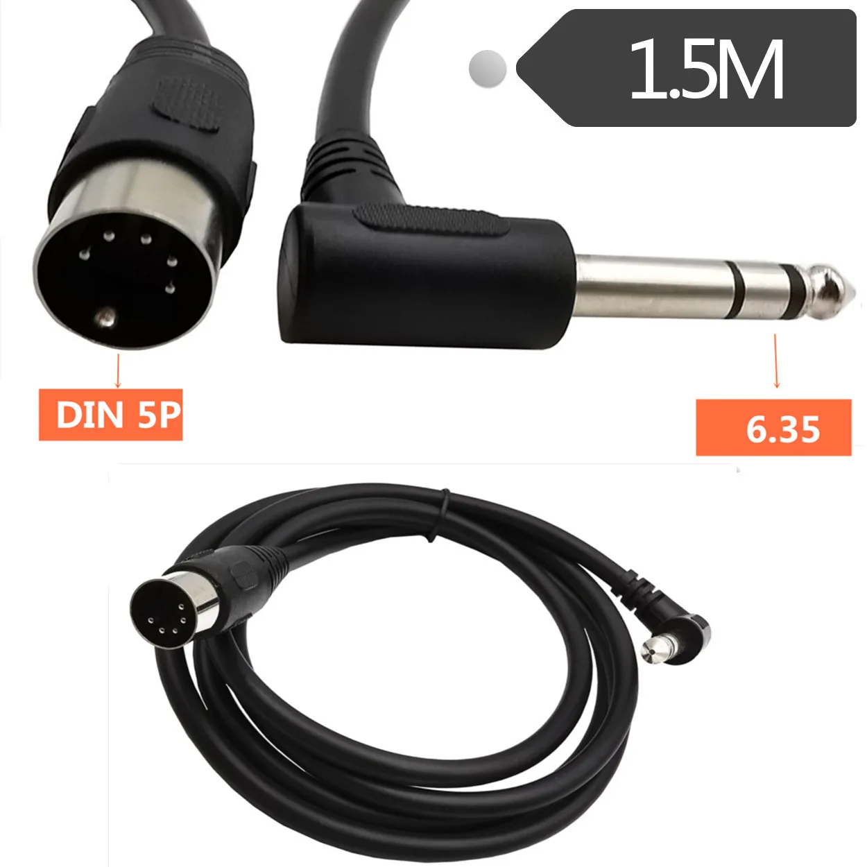 MIDI Din 5Pin штекер к Monoprice 6,35 мм (1/4 дюйма) мужской разъем TRS стерео аудио кабель 1,5 м