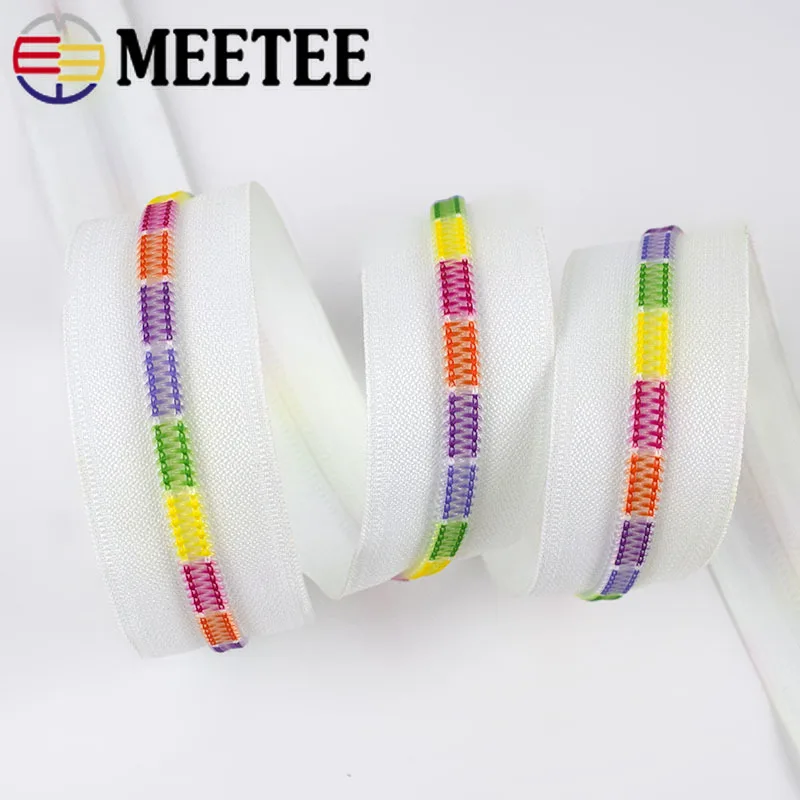 Фото Meetee 2/4/10 метров 5 # белые цветные зубья в катушке, нейлоновые детские сумки, украшение одежды, молния, сделай сам, ремонтные аксессуары ZA026 №4