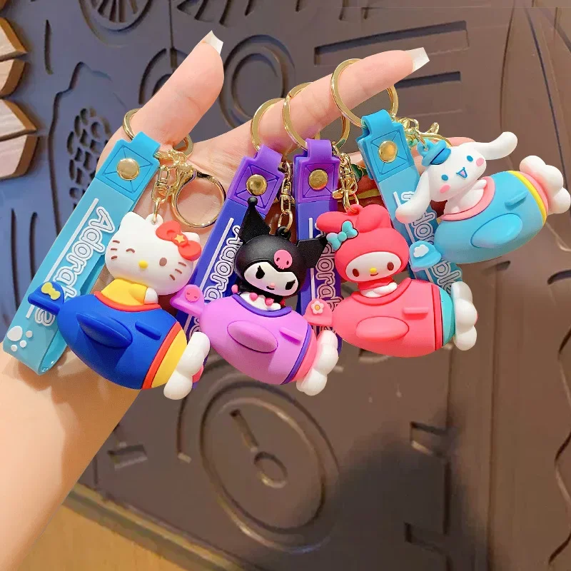 

Sanrio Hello Kitty My Melody Aircraft Type Children Key Chain Kawaii Anime Cinnamoroll Kuromi Schoolbag Small Pendant Gift