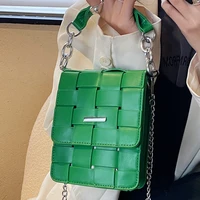 fashion pu leather woven crossbody bags designer women handbags luxury chains shoulder bag trend small phone purse mini sac 2022