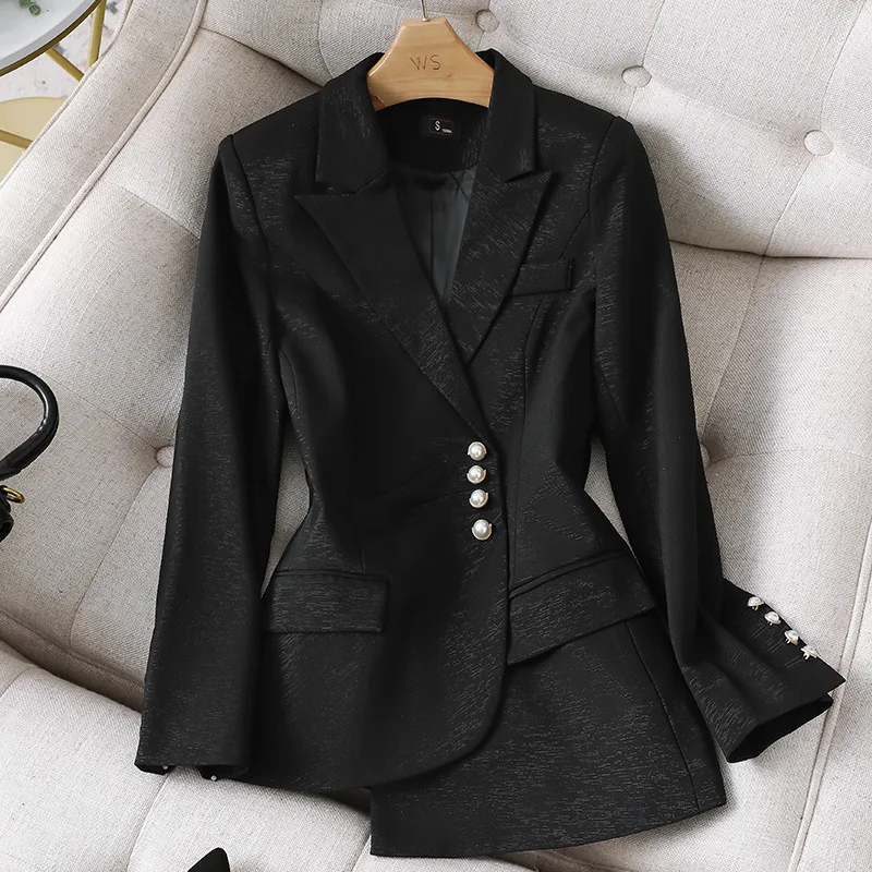 Women's Suit 2023 Green Black Blue Female Blazer Jacket +Trouser 2 Piece Sets Office Lady Business Work Wear Formal Pant Sets