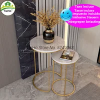 Marble Top Sofa Side Table Corner Table End Table Round Small Coffee Table Golden Black Legs Frame Optional 2 Sets Combination