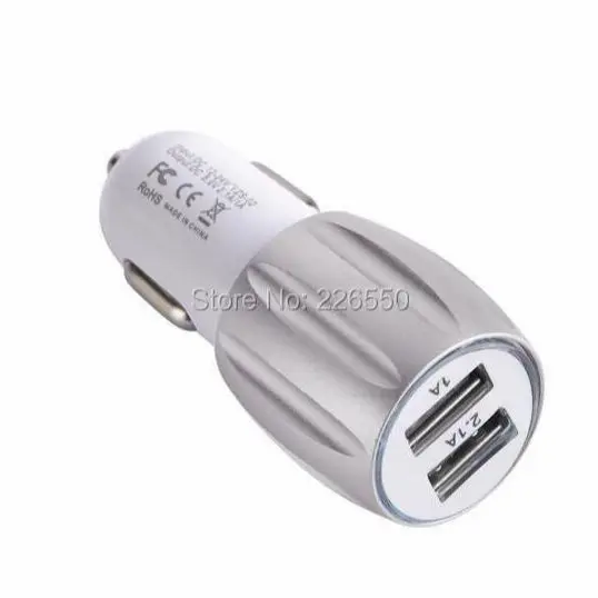 

1000Pcs Universal High Quality Metal Dual USB Port Smart Phone 5V 3.1A Car Cigarette Lighter Charger For iPhone Samsung Huawei