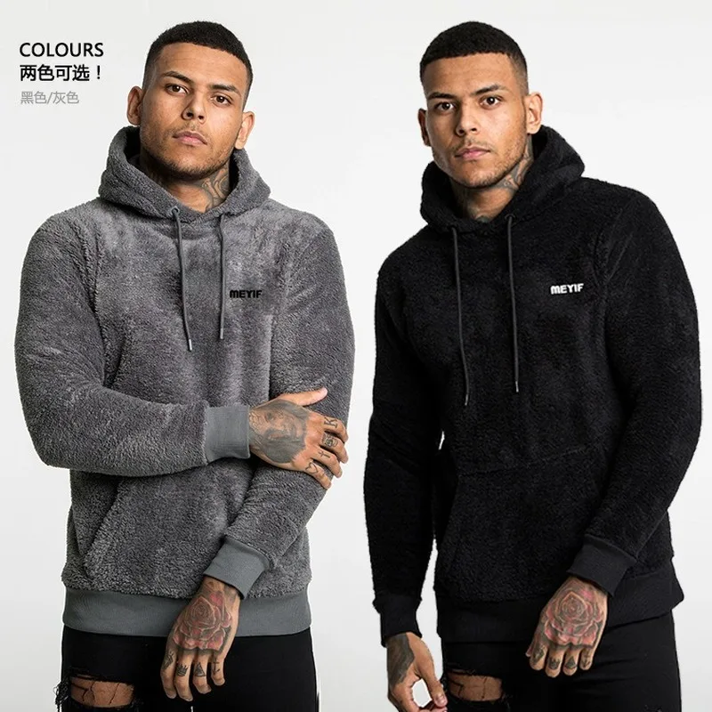 

2022 Men Fashion Tide Brand Outdoor Wool Plus Velvet Thick Jacket Warm Hooded Sweatshirt Winter Jogging Training Fitness Clothes