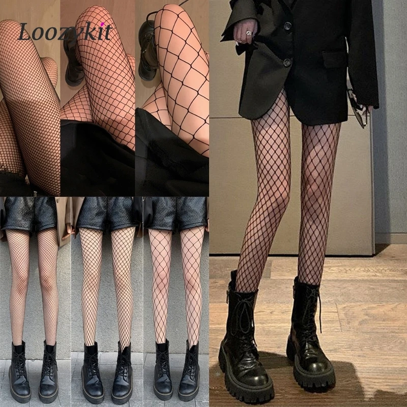 Black White Sexy Women's Long Fishnet Body Stockings Fish Net Pantyhose Mesh Nylon Tights Lingerie Skin Thigh High Waist Hosiery