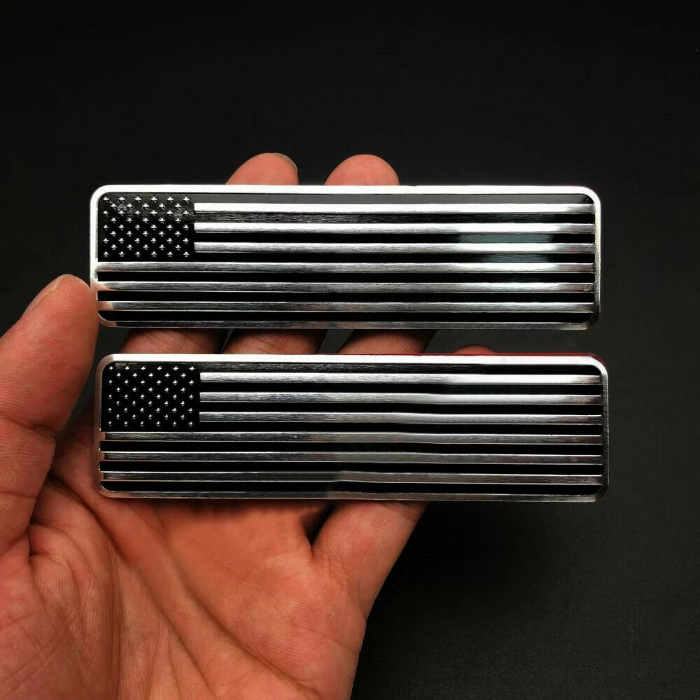 

2pcs Black Metal USA American Flag Car Tuning Emblem Badge Motorcycle Sticker Fairing Car Accessories Exterior Parts