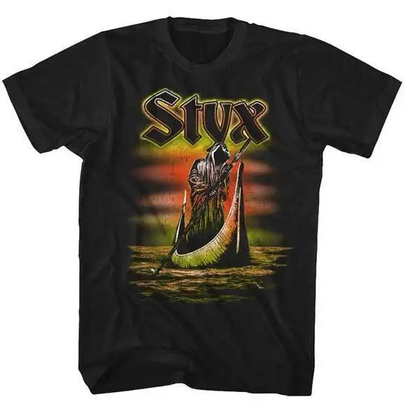 Styx Ferryman Grim Reaper Мужская футболка рок-концерт музыка Merch