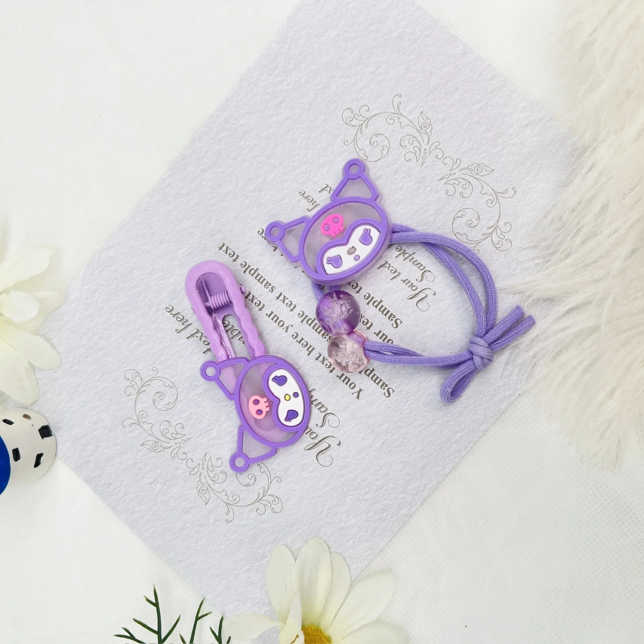 Sanrio Kuromi Женская Резинка Для Волос На Резинке Аниме Мелодия Повязка Голову