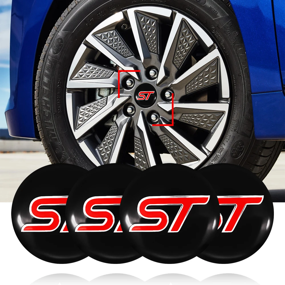 

4PC Car Tire Wheel Center Hubcaps Sticker Auto Emblem Badge Cover For ST Ford Focus Mk2 Party Mk3 Ranger Mondeo mk4 Fiesta mk7 M