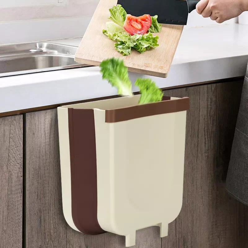 

Waste Bin Wall Mounted Kitchen Cabinet Door Hanging Trash Bin Car Garbage Trash Can for Kitchen Toilet Waste Container