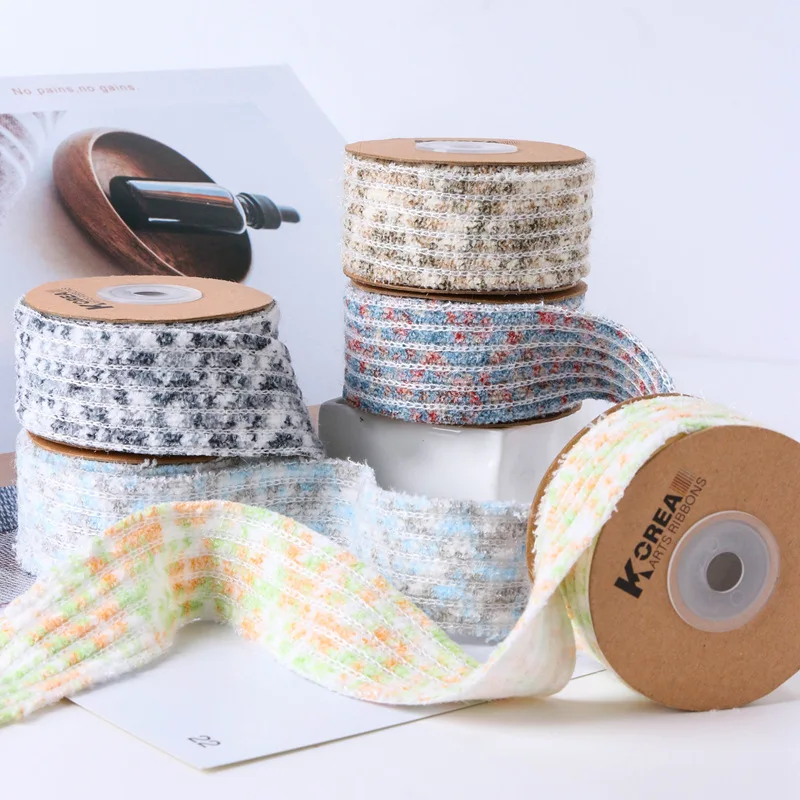 Velvet Stripe Woollen Ribbon Embroidered Fabric Material 50Yards Craft Supplies Pet Bow Girl Hair Accessories Christmas Ornament