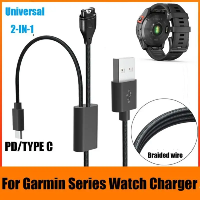 

2 In 1 USB Charging Cable For Garmin Fenix 7 7S 7X 6 6S 6X 5 5S 5X Vivoactive 3 4 945 4S Venu 2 2S SQ With Dustproof Plug Cover