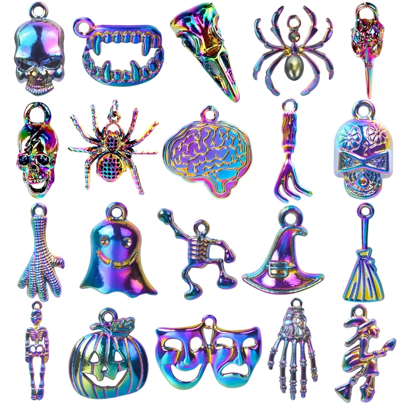 

Хэллоуин, Череп, шляпа, призрак, паук, маска, ведьма, шармы, подвески из сплава для изготовления брелоков, 20 шт./лот