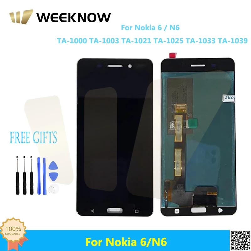 

AAA High Quality Display For Nokia 6 / N6 LCD Touch Screen Digitizer For Nokia 6 n6 LCD Replacement TA-1021 TA-1025 TA-1033