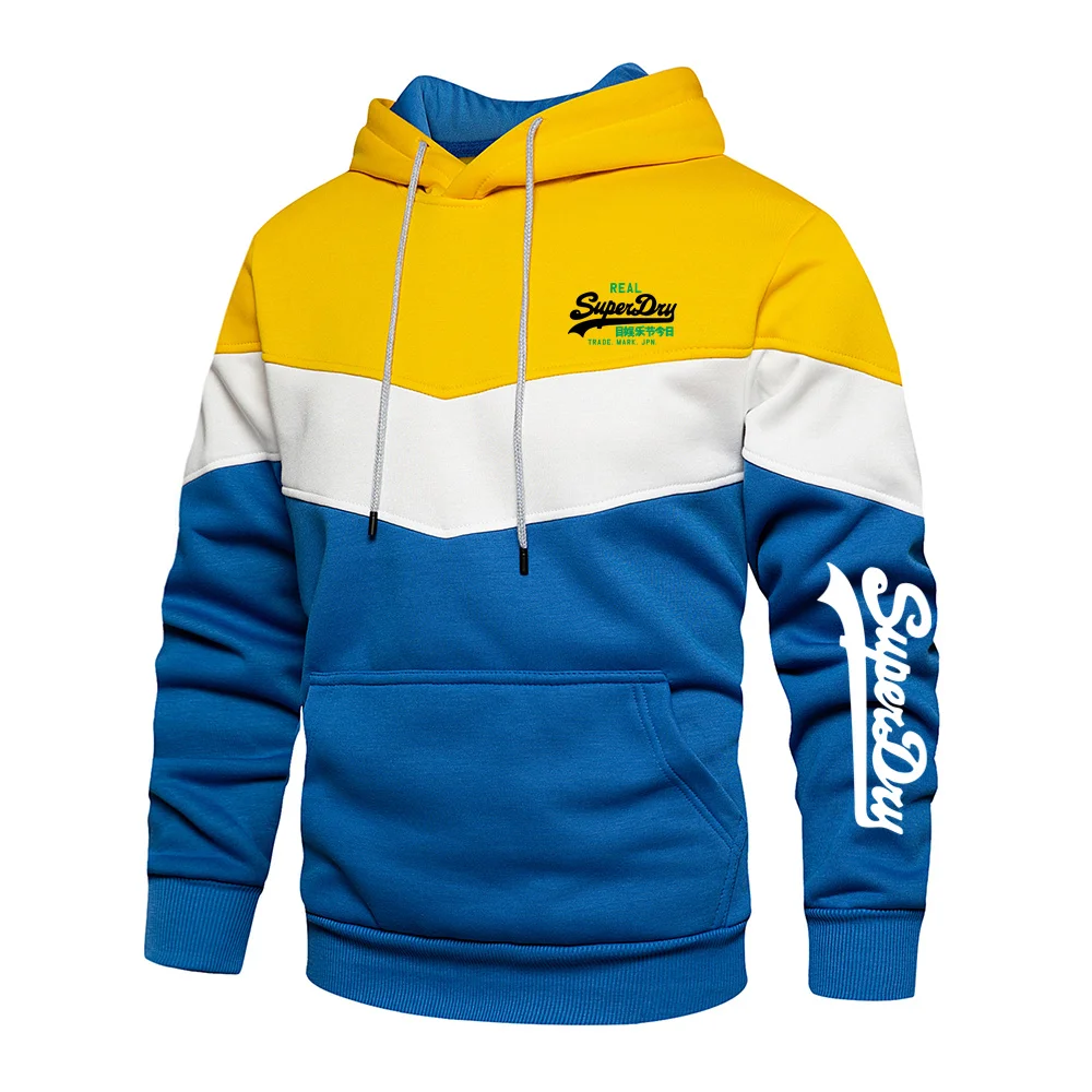 

Autumn New Men Hoodies Sweatshirts Fashion Patchwork Print Male Clothing Loose Plus Fleece Warm Hip Hop Streetwear Casual Hoody