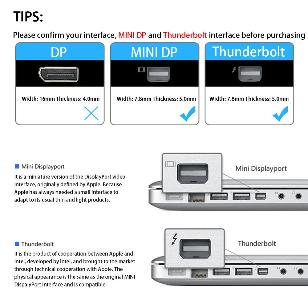 Мини DP Thunderbolt DisplayPort к HDMI-совместимому адаптеру Соединительный конвертер для MacBook