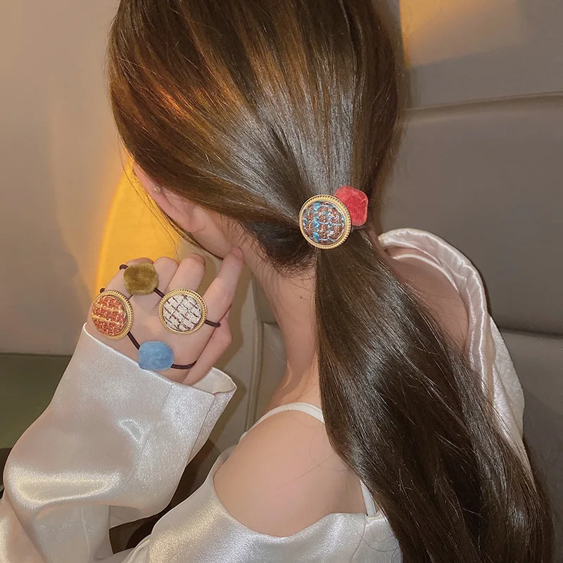 

Woman Geometric Elastic Hair Ties Fashion Korean Style Hairband Scrunchies Girls Ponytail Holders Rubber Band Hair Accessories