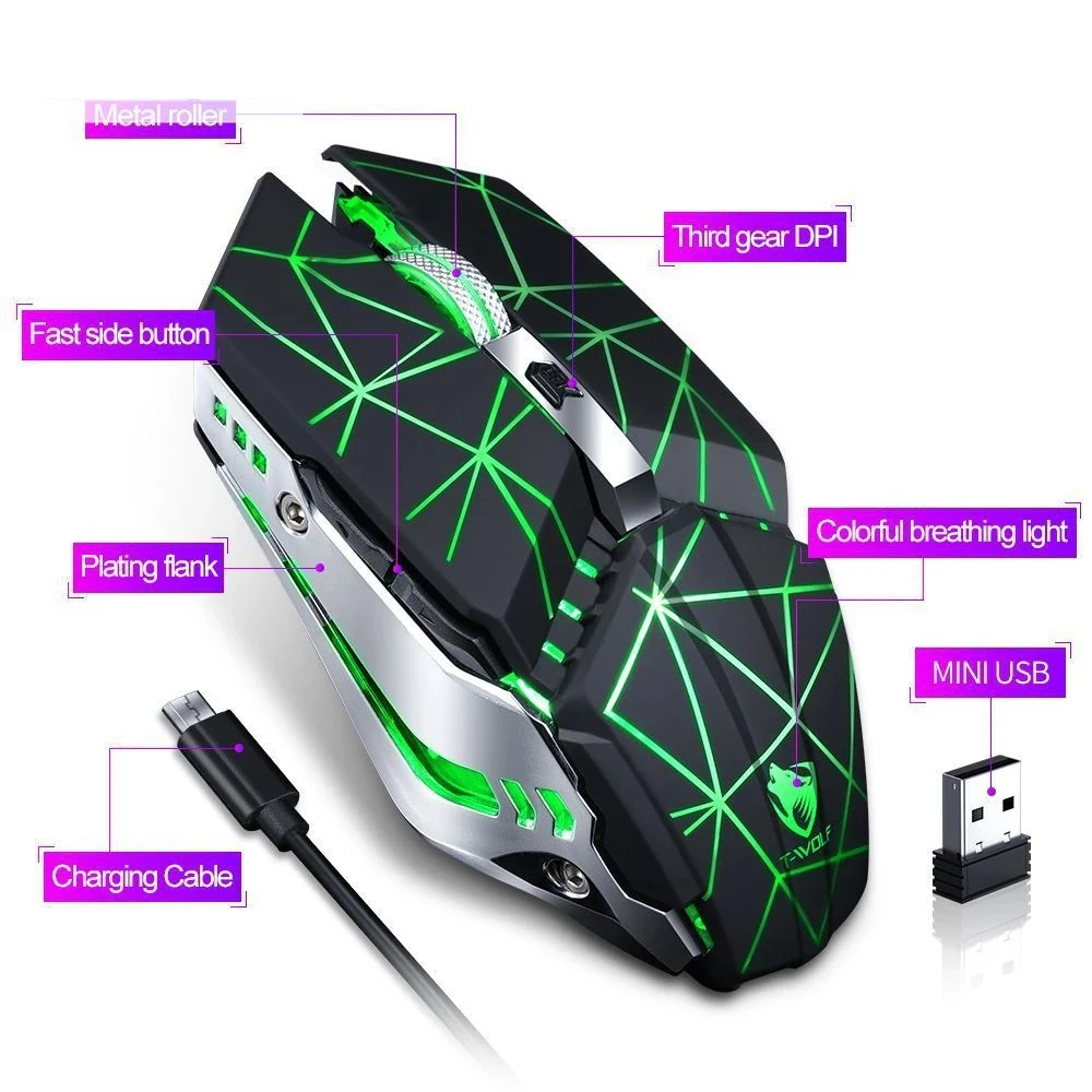 

Беспроводная USB-мышь Q15 для ПК, аксессуары для ноутбука, перезаряжаемая Бесшумная Механическая игровая эргономичная мышь, игровая мышь с сенсорным колесом