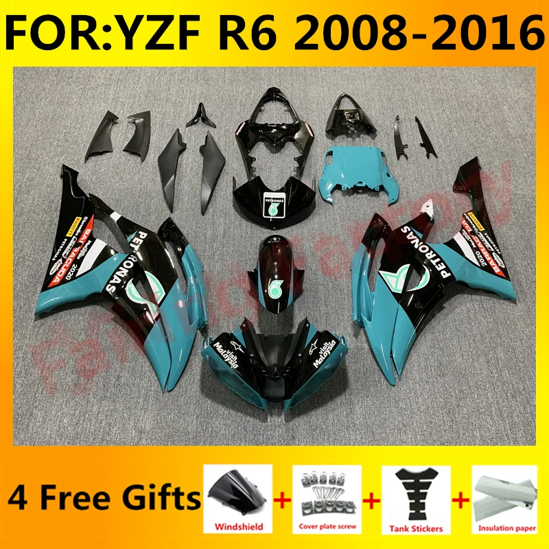 

Полный комплект обтекателей для мотоцикла, подходит для YZF R6 YFZ-R6 2008 2009 2010 2011 2012 2013 2014 2015 2016 комплект обтекателей для кузова petronas