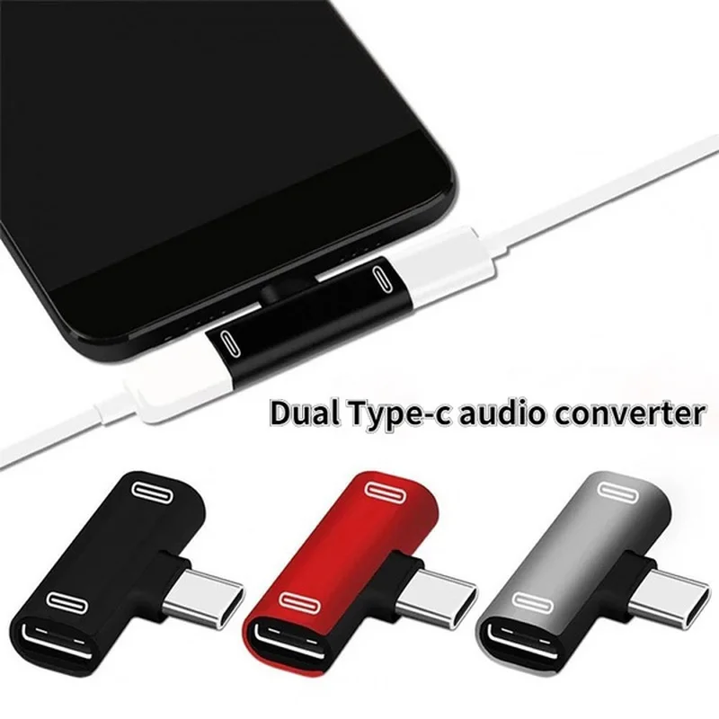 

2In1 Dual Type-C Audio Converter Adapter Headphone Jack Aux Splitter for Xiaomi Huawei Samsung Charging Phone Headset Converter