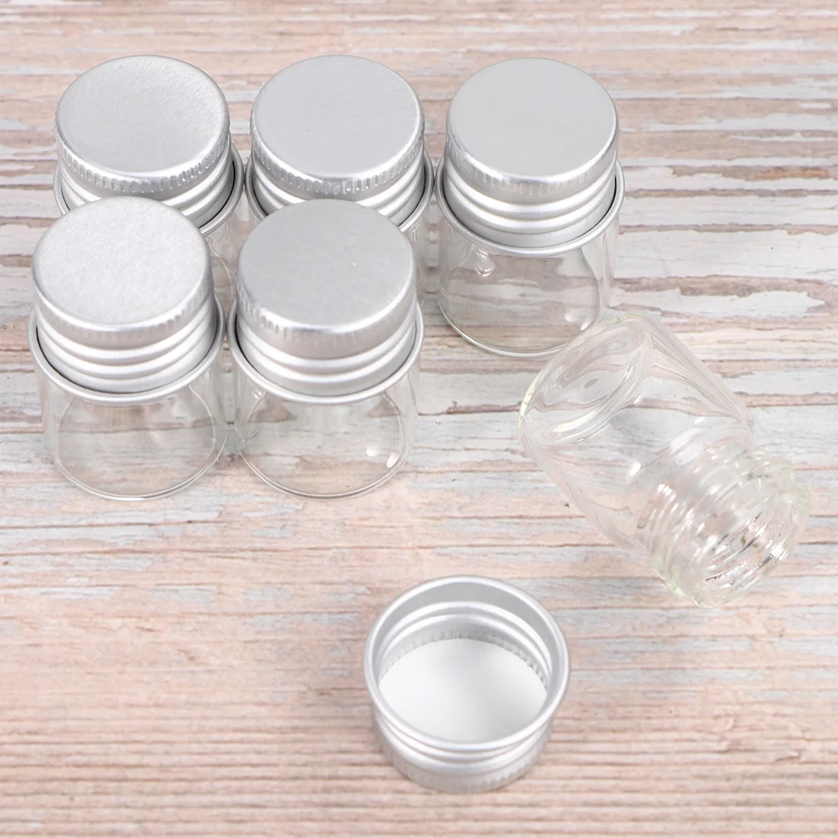 

20PCS 5ml Glass Storage Bottles Aluminum Wish Jars Clear Glass Bottles Transparent Bottles