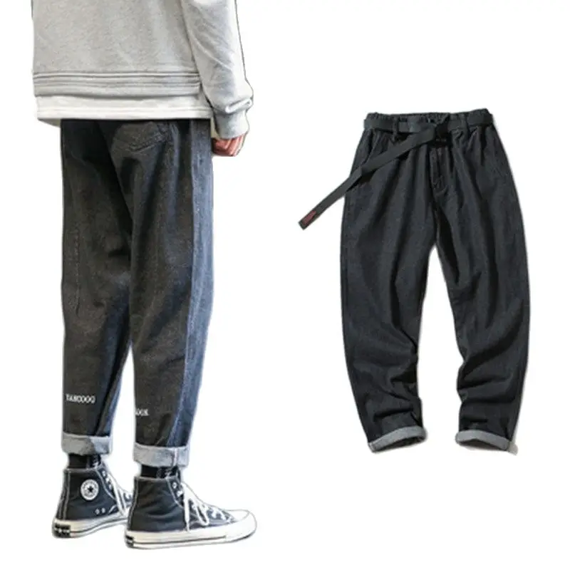 

Jeans Men's Tide Brand Straight Pants Hong Kong Style Trend Autumn Winter Models Handsome Casual Youth Trousers Free Waist Belit