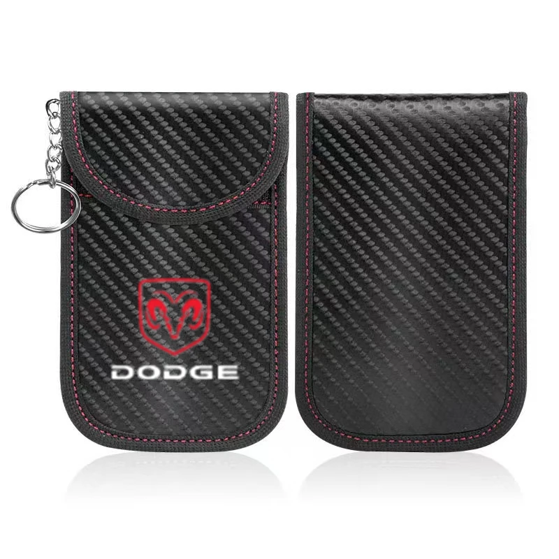 

Car Key Case Carbon Fiber RFID Electromagnetic Shielding Key Package For Dodge journey ram 1500 challenger caliber nitro charger
