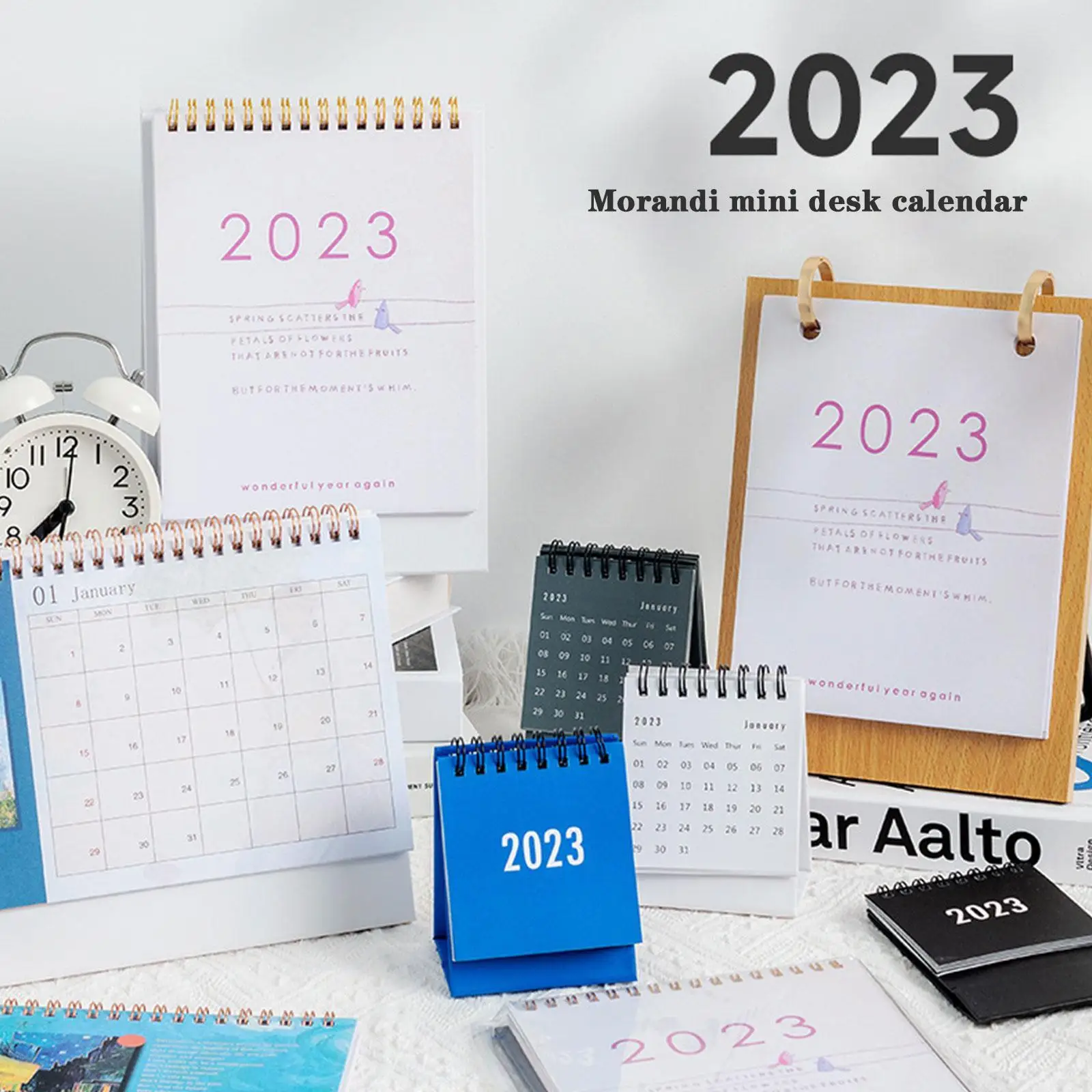 

2023 Simple Solid Color Mini Desk Calendar DIY Portable Desktop Calendars Dual Daily Schedule Table Planner