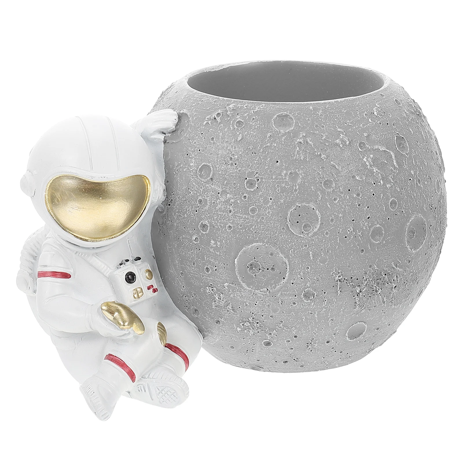 

Holder Pen Organizer Brush Astronautdesktop Desk Spaceman Stationery Planter Pot Figurine Container Resin Makeupornament Cup