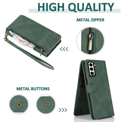 Кожаный чехол с откидной крышкой на молнии, карманный Вертикальный чехол-бумажник с подставкой для телефона Samsung Galaxy Xcover 4 4S 5 Pro A53 A2 Core A03S A03 A13