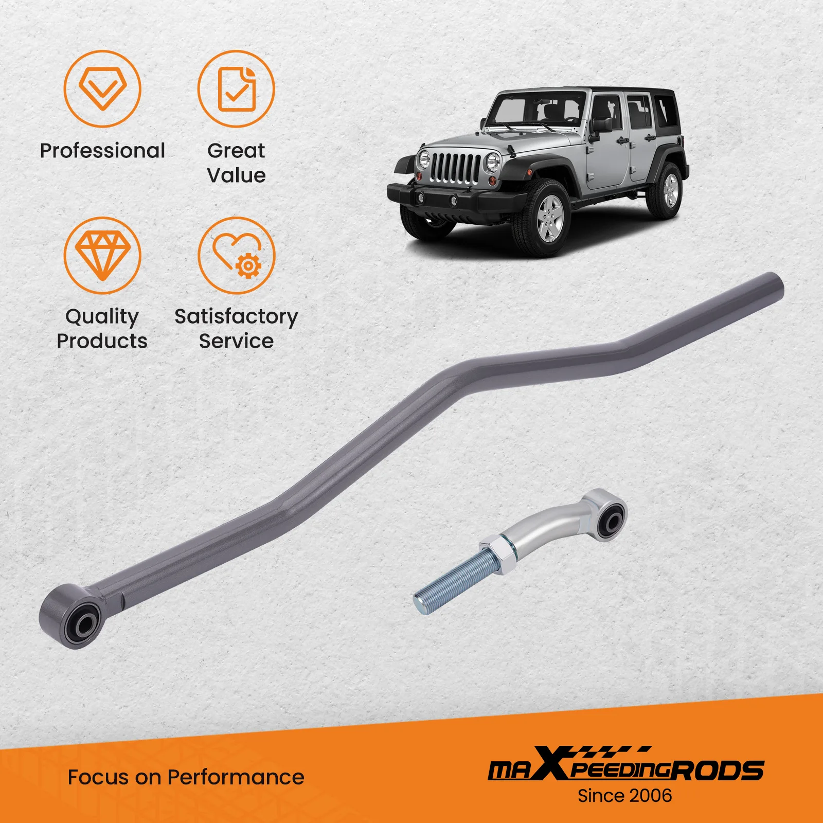 

Suspension Lift Kit Adjustable Rear Track Bar 0-6" For Jeep Wrangler JK 2007-18