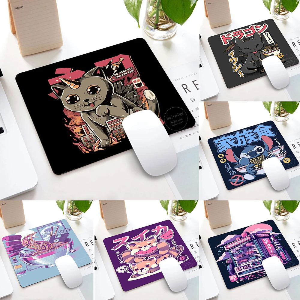 

Маленький коврик для мыши в виде рамен, аксессуары для японских игр и офиса, винтажный нескользящий коврик для клавиатуры ноутбука, Настоль...