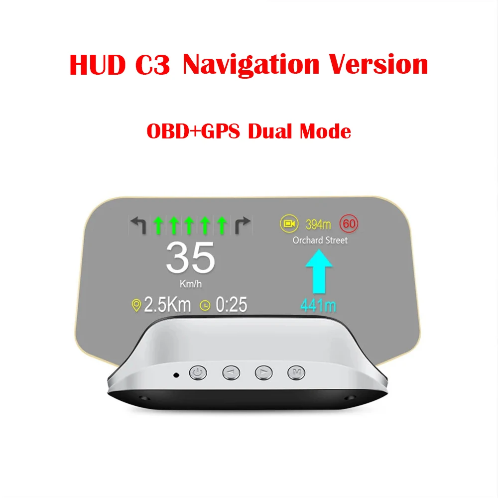 HUD C3 Plus Navigation Version OBD2 GPS Auto Projector Display Speed Fuel Consumption Electronics Car Accessories For Car