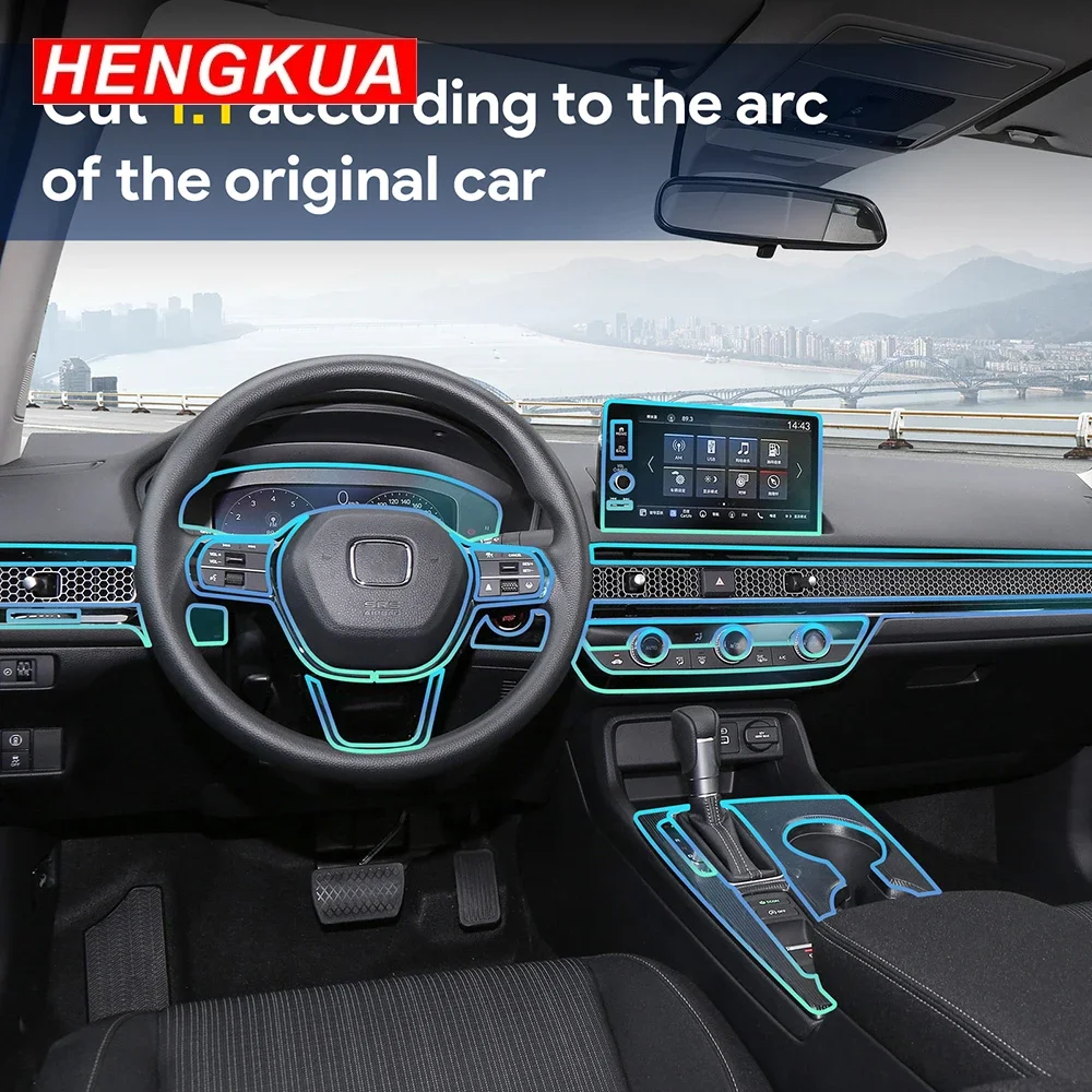 Фото ТПУ пленка для Honda 11th Civic, гибридная версия 2022-2025, наклейка для салона автомобиля, защитная пленка для экрана приборной панели, прозрачная автомобильная пленка №1