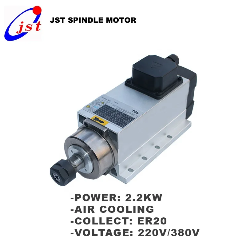 

CNC Milling Machine Tool Spindle 2.2KW ER20 Carving Machine Square Air Cooling Router Spindle Motor