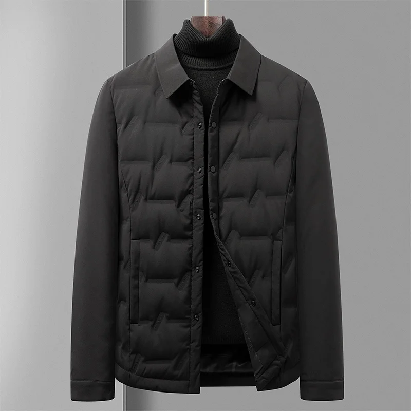 Winter Autumn Men Thermal Lightweight Puffer Parkas Black Navy Blue Grey Puff Padded Basic Coats Male Warm Outerwear