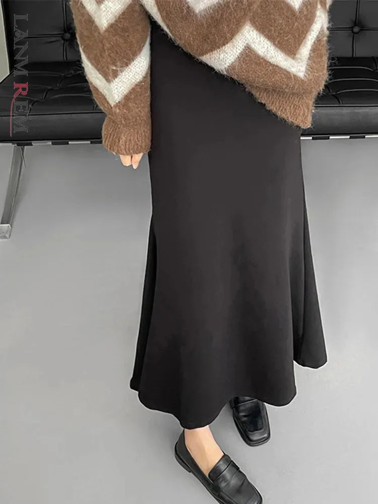 

LANMREM модная черная облегающая юбка-труба, Женская юбка средней длины с высокой талией, элегантная вечерние, весна 2024, новая одежда 2AA4288