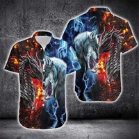 hawaii shirt beach summer dragon and wolf hawaiian shirt 3d printed men for women tee hip hop shirts cosplay costume