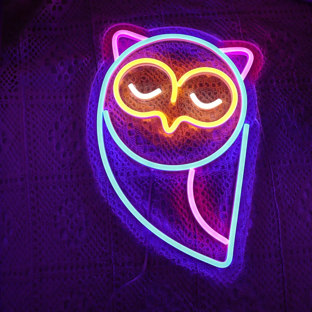 led owls neon sign with acrylic backboard, led neon sign,beautiful led neon sign,flexible led neon