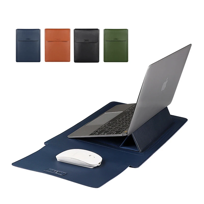

Waterproof Pu Leather Laptop Pouch 13 14 Inch Vertical Tablet Sleeve With Stand No Zipper Notebook Case Universal Envelop Bag