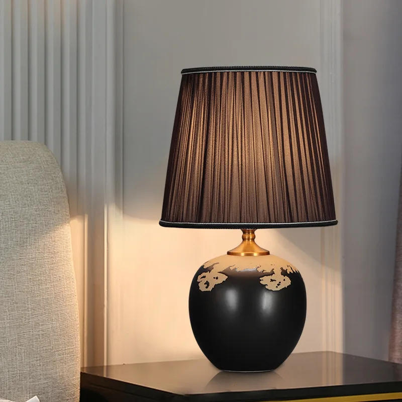 

TEMAR Ceramics Table Lamps LED Modern Creative Black Dimming Desk Light For Home Living Bedroom Bedside Decor