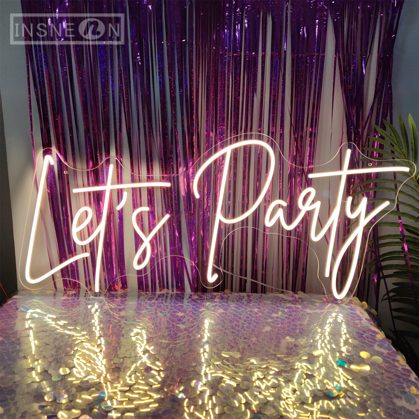 

Lets Party Neon Sign LED Neon Lights for Bar Pub Wall Wedding Birthday Aesthetic Decoration Room Wall Decor Neon Sign Large Size