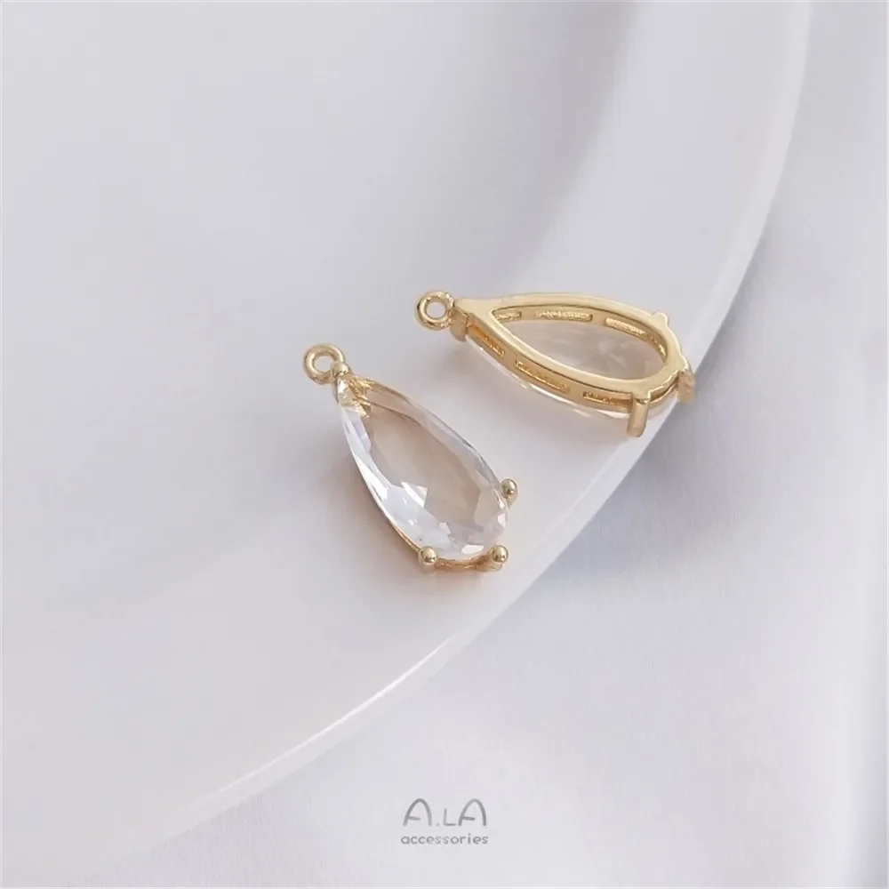 14-каратное позолоченное циркониевое длинное кулон с каплями воды ожерелье