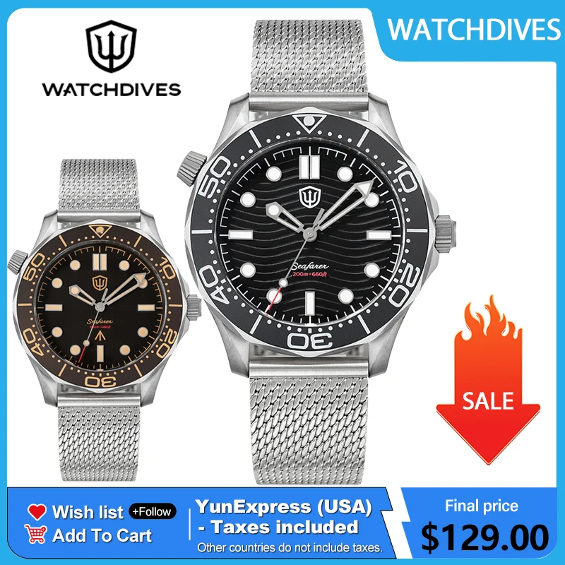 Фото Часы Watchdives, 42 мм, титановые часы для дайвинга NTTD VH31, кварцевый механизм с секундным циферблатом, водонепроницаемость 200 м, суперсветящиеся мужские часы №1