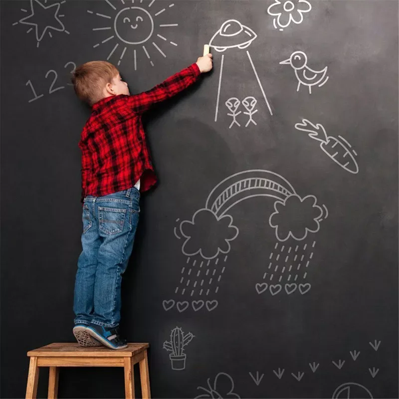 

NEW2023 Blackboard Stickers Chalk Board Removable PVC Draw Mural Decor Art Chalkboard Wall Sticker for Kids Rooms Durable 45 x 1