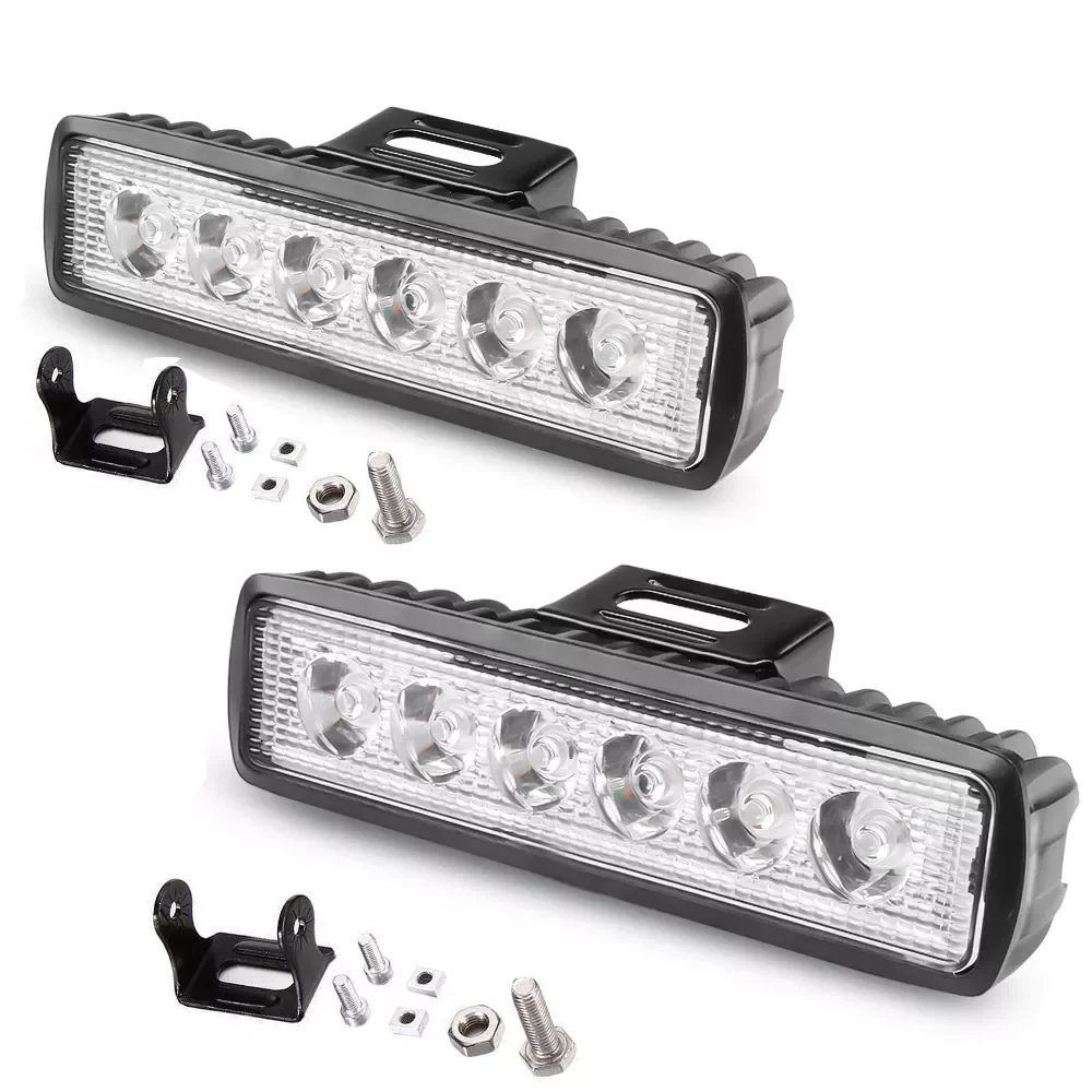 

Pair Car Work Light DRL LED Light Bar Spot Flood Worklight 12V 18W Bright For Off Road Truck Tractor Offroad SUV ATV Vehicle