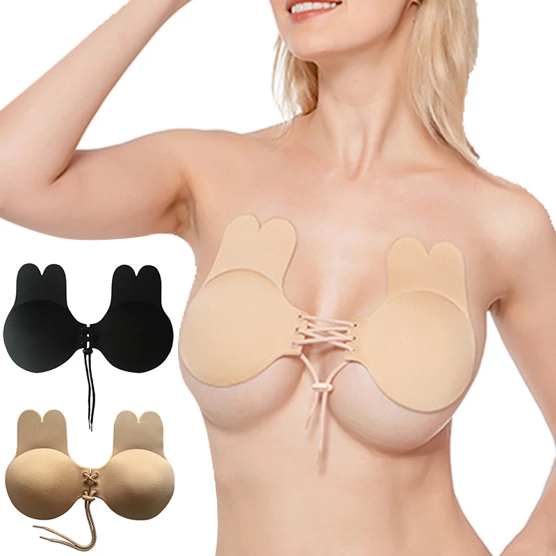 

Женские бюстгальтеры пуш-ап, Самоклеящиеся Силиконовые бюстгальтеры без бретелек, паста, Многоразовые липкие ленты для подтяжки груди, чех...